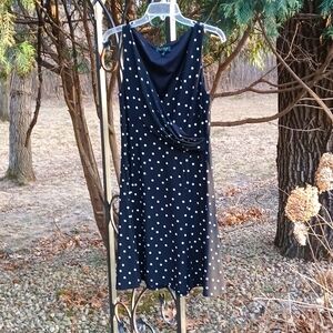 LAUREN RALPH LAUREN Elegant Black Polka Dot Dress QUIET LUXURY SIZE 14